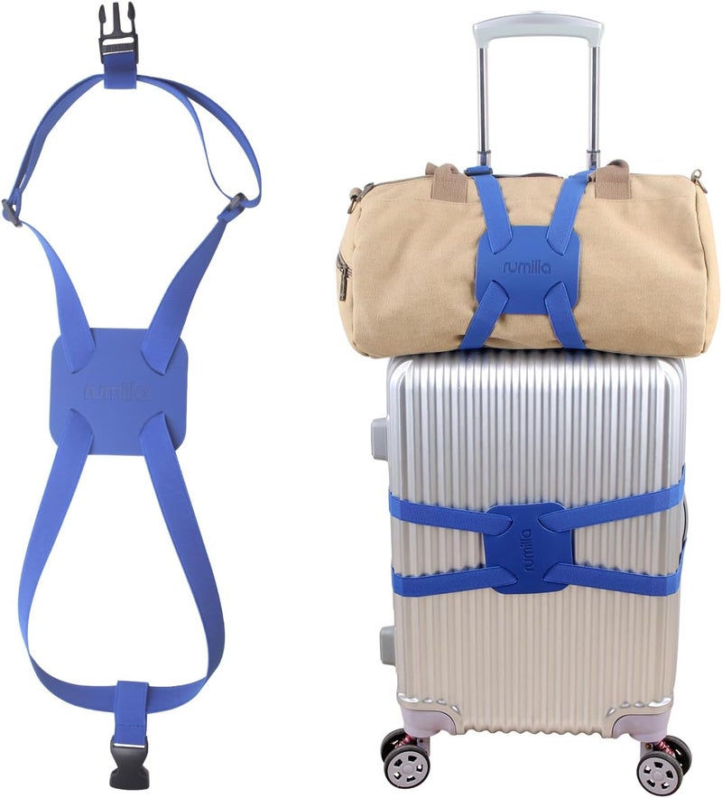 RUMILLA Luggage Straps for suitcases，Luggage Straps Bag Bungee， LAdd a Bag Easy to Travel Suitcase Elastic Strap Belt (Blue Luggage strap-1PCS) - Image 1